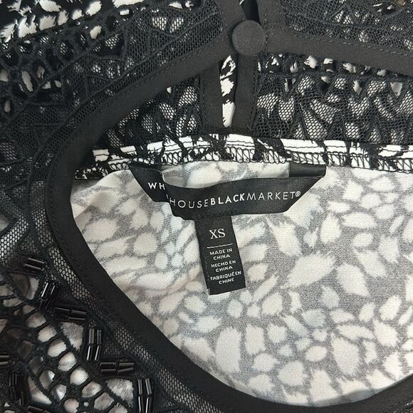 White House Black Market halter Sleeves top with black beaded neckline Sz XS - Picture 10 of 10